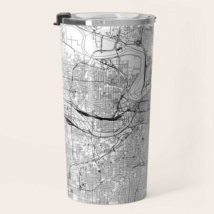 Kansas City White Map Travel Mug Gallery Image 3