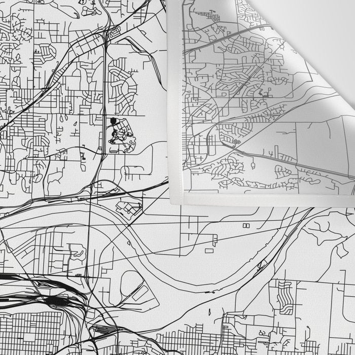 Kansas City White Map Wall Tapestry Gallery Image 3
