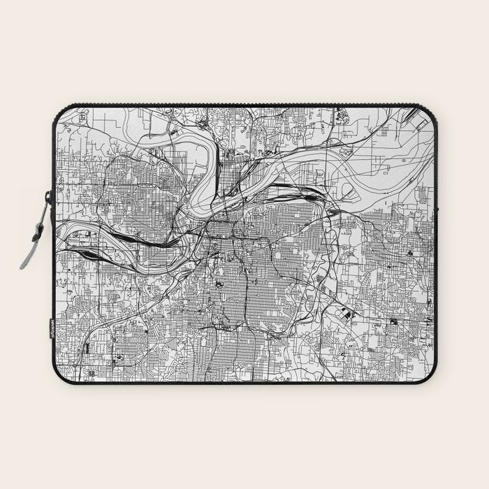 Kansas City White Map Laptop Sleeve Gallery Image 1