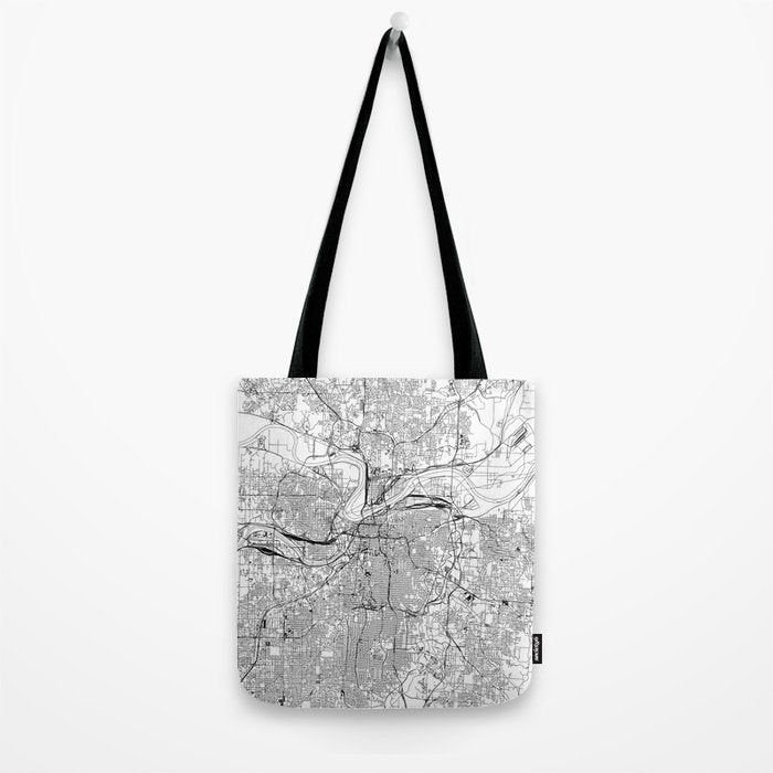 Kansas City White Map Tote Bag Gallery Image 2
