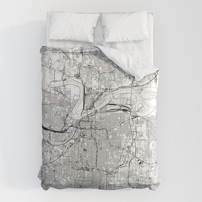 Kansas City White Map Comforter Gallery Image 1