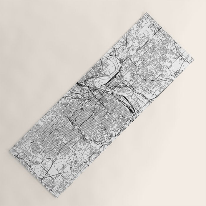 Kansas City White Map Yoga Mat Gallery Image 1