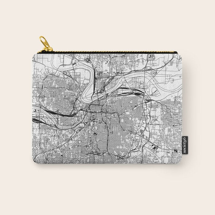 Kansas City White Map Carry All Pouch Gallery Image 1