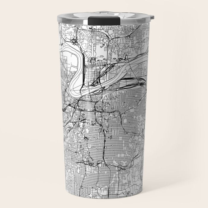 Kansas City White Map Travel Mug Gallery Image 1