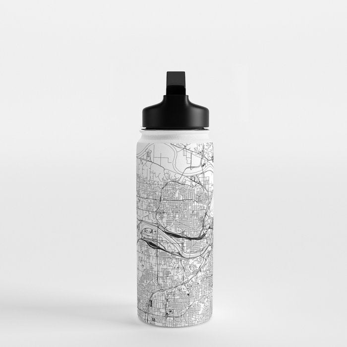 Kansas City White Map Water Bottle Gallery Image 3