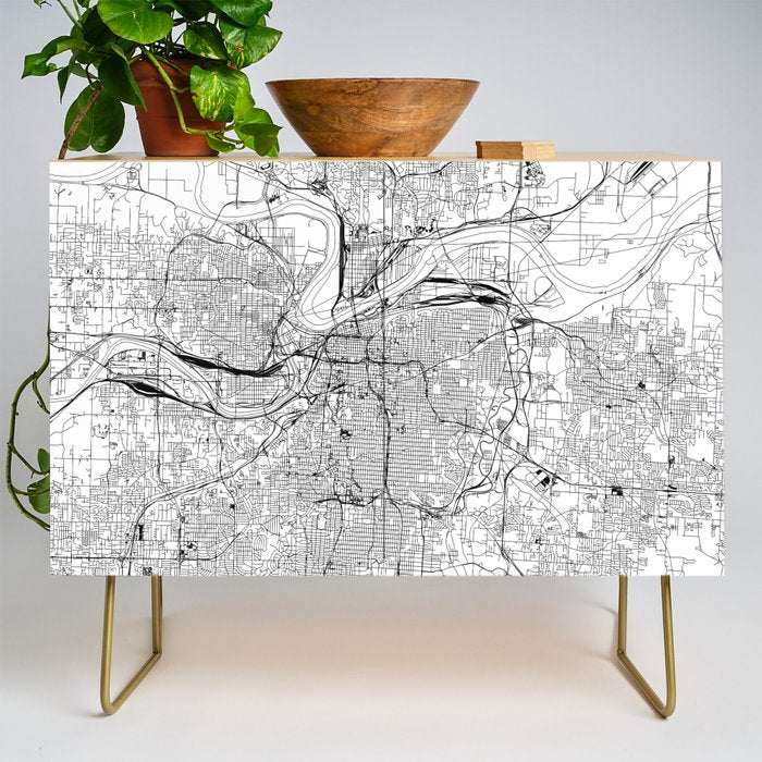 Kansas City White Map Credenza Gallery Image 1