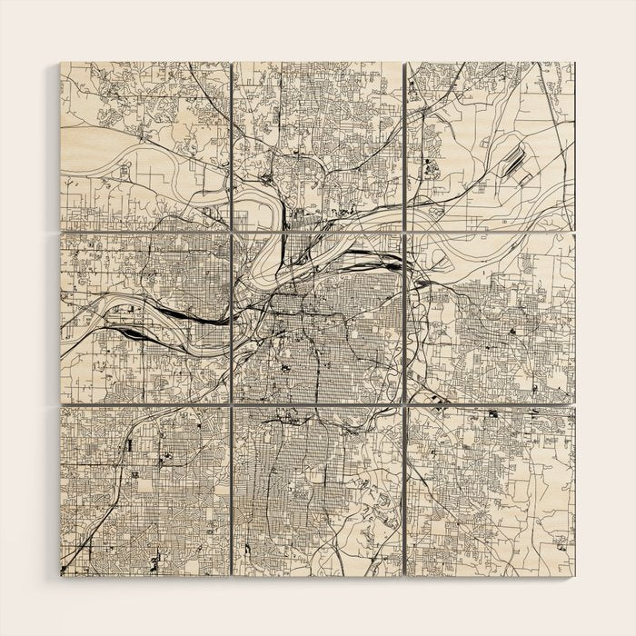 Kansas City White Map Wood Wall Art Gallery Image 1