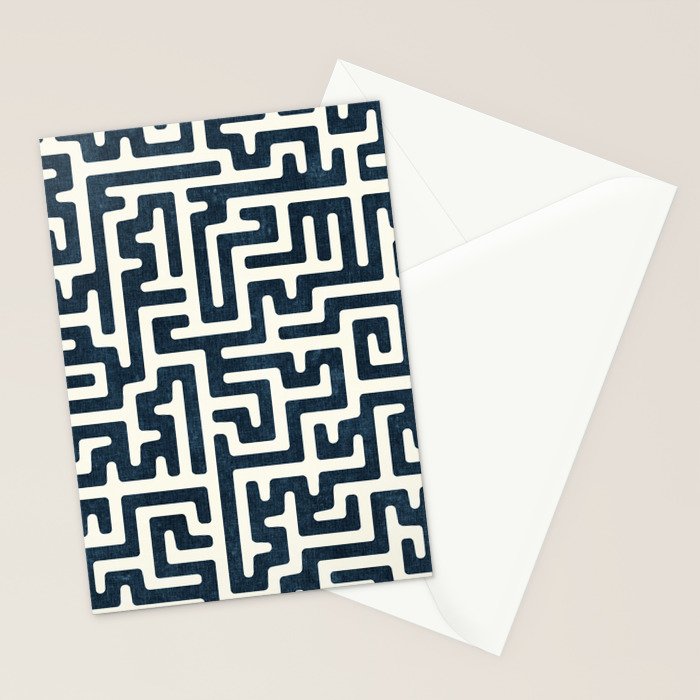 maze in dark blue Stationery Card Gallery Image 2