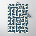 maze in dark blue Wrapping Paper Gallery Image 1