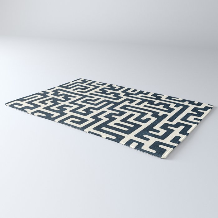 maze in dark blue Rug Gallery Image 3