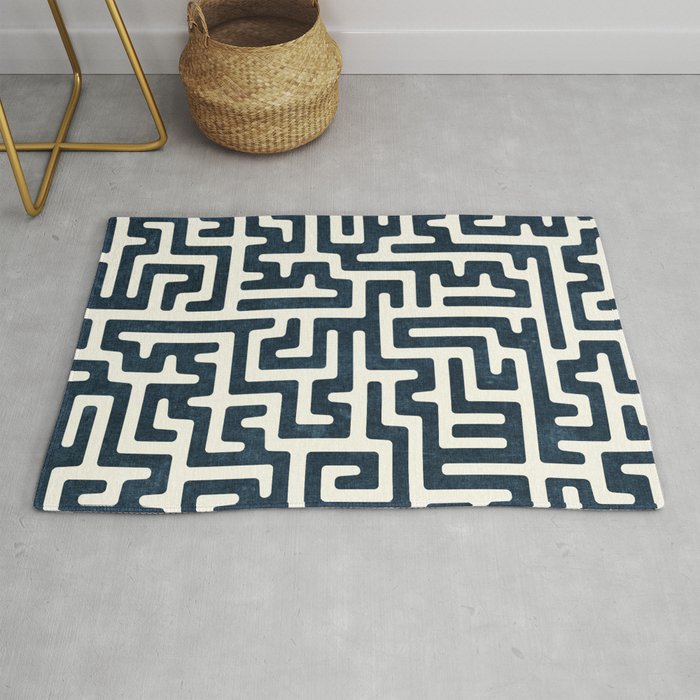 maze in dark blue Rug Gallery Image 1