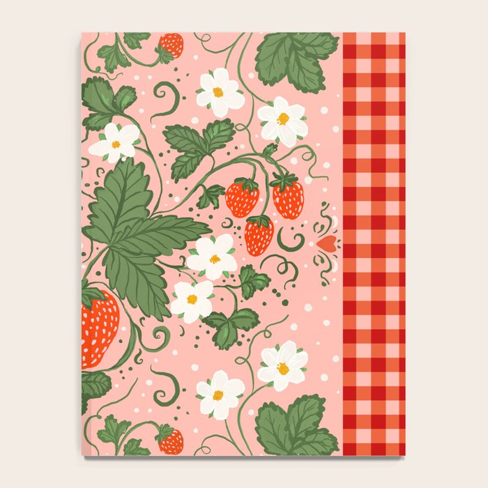 Strawberry Picnic Pattern with Gingham Border Notebook Gallery Image 4