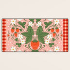Strawberry Picnic Pattern with Gingham Border Desk Mat Gallery Image 3