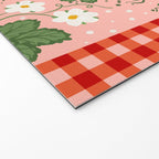 Strawberry Picnic Pattern with Gingham Border Welcome Mat Gallery Image 2