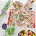 Strawberry Picnic Pattern with Gingham Border Cutting Board Gallery Image 2
