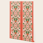 Strawberry Picnic Pattern with Gingham Border Wallpaper Gallery Image 2