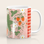 Strawberry Picnic Pattern with Gingham Border Coffee Mug Gallery Image 1