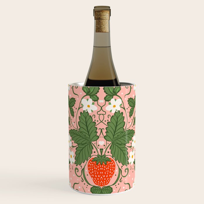 Strawberry Picnic Pattern with Gingham Border Wine Chiller Gallery Image 1