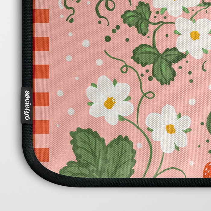 Strawberry Picnic Pattern with Gingham Border Laptop Sleeve Gallery Image 3
