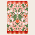 Strawberry Picnic Pattern with Gingham Border Cutting Board Gallery Image 1