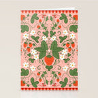 Strawberry Picnic Pattern with Gingham Border Stationery Card Gallery Image 2