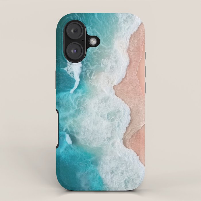 Peach Sand and Blue Sea - Coastal Aerial Photography iPhone Case