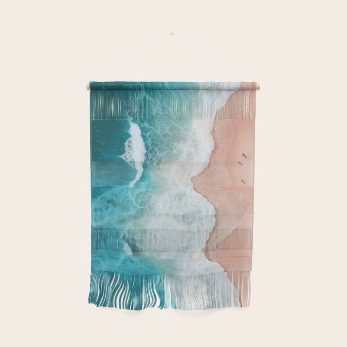 Peach Sand and Blue Sea - Coastal Aerial Photography Wall Hanging Gallery Image 1