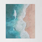 Peach Sand and Blue Sea - Coastal Aerial Photography Throw Blanket Gallery Image 2