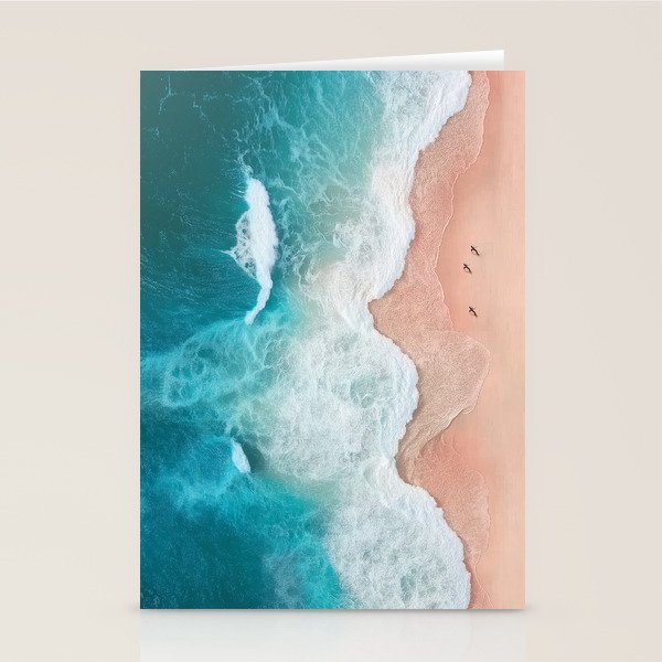 Peach Sand and Blue Sea - Coastal Aerial Photography Stationery Card Gallery Image 2