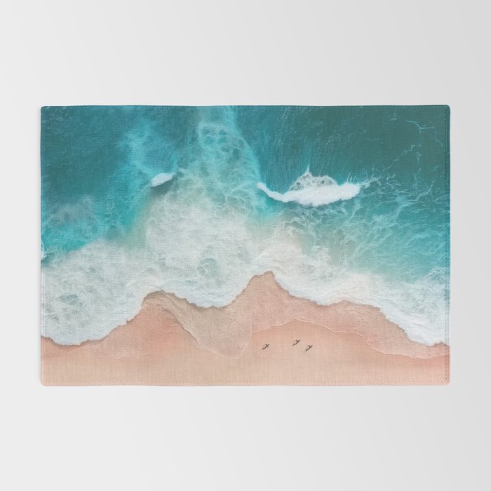 Peach Sand and Blue Sea - Coastal Aerial Photography Rug Gallery Image 2