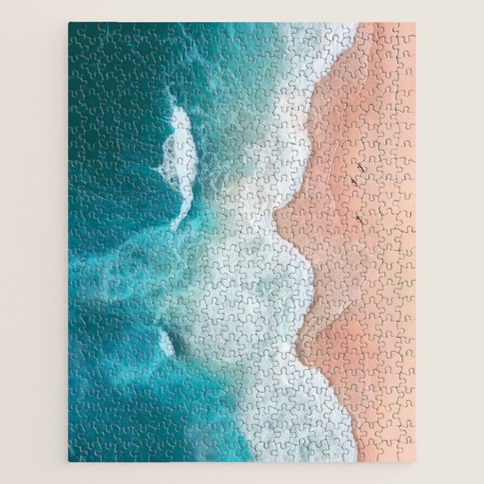 Peach Sand and Blue Sea - Coastal Aerial Photography Jigsaw Puzzle Gallery Image 1