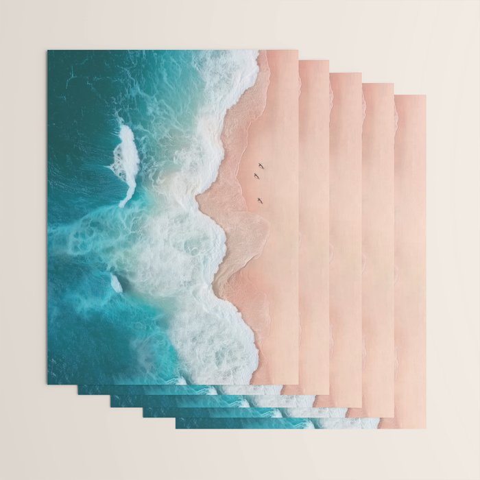 Peach Sand and Blue Sea - Coastal Aerial Photography Wrapping Paper Gallery Image 3