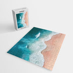 Peach Sand and Blue Sea - Coastal Aerial Photography Jigsaw Puzzle Gallery Image 2