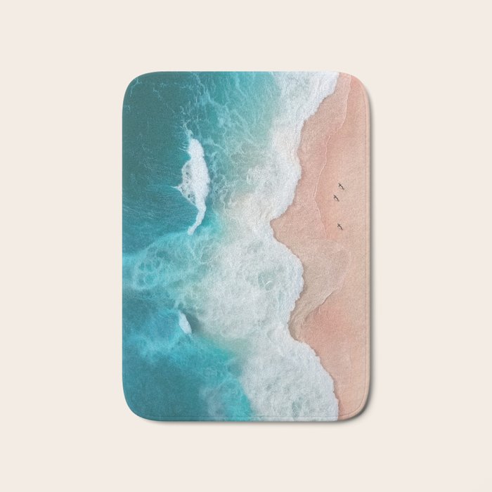 Peach Sand and Blue Sea - Coastal Aerial Photography Bath Mat Gallery Image 1