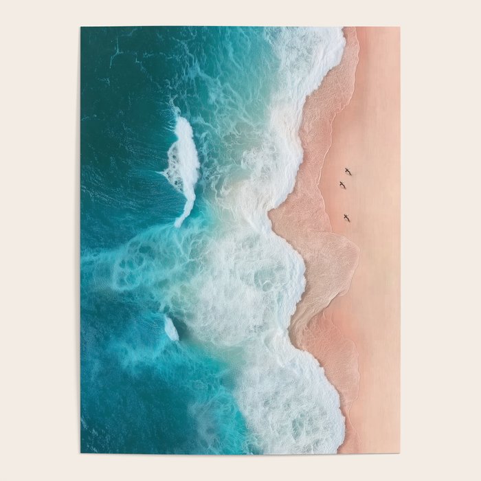 Peach Sand and Blue Sea - Coastal Aerial Photography Poster Gallery Image 4
