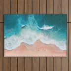 Peach Sand and Blue Sea - Coastal Aerial Photography Outdoor Rug Gallery Image 1