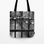 Love Locks on Canel Bridge, Bologna, Italy romantic black and white photography / photographs / photograph Tote Bag Gallery Image 1