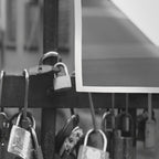 Love Locks on Canel Bridge, Bologna, Italy romantic black and white photography / photographs / photograph Wall Tapestry Gallery Image 3