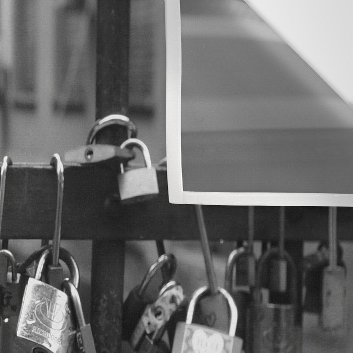 Love Locks on Canel Bridge, Bologna, Italy romantic black and white photography / photographs / photograph Wall Tapestry Gallery Image 3