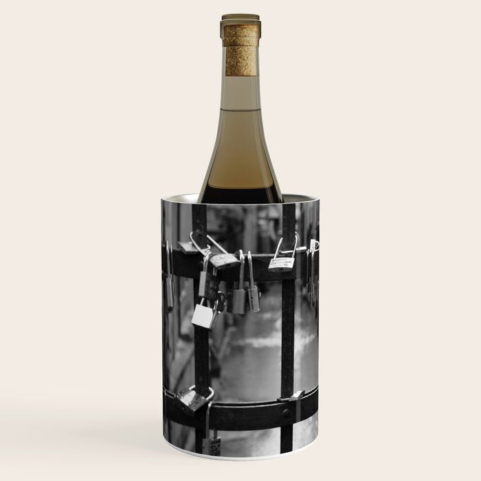Love Locks on Canel Bridge, Bologna, Italy romantic black and white photography / photographs / photograph Wine Chiller Gallery Image 2