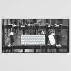 Love Locks on Canel Bridge, Bologna, Italy romantic black and white photography / photographs / photograph Desk Mat Gallery Image 1