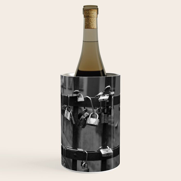 Love Locks on Canel Bridge, Bologna, Italy romantic black and white photography / photographs / photograph Wine Chiller Gallery Image 3