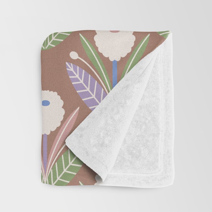 Latte Dahlias Inspired by PANTONE 17 1230 Mocha Mousse Throw Blanket Gallery Image 3