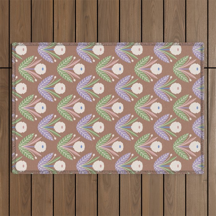 Latte Dahlias Inspired by PANTONE 17 1230 Mocha Mousse Outdoor Rug Gallery Image 1