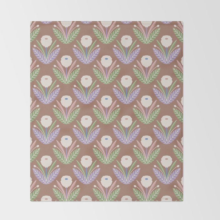Latte Dahlias Inspired by PANTONE 17 1230 Mocha Mousse Throw Blanket Gallery Image 2