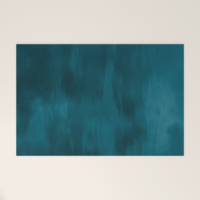 Tropical Dark Teal Inspired by Sherwin Williams 2020 Trending Color Oceanside SW6496 Fusion Water Color Blend Welcome Mat Gallery Image 1