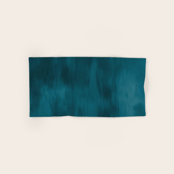 Tropical Dark Teal Inspired by Sherwin Williams 2020 Trending Color Oceanside SW6496 Fusion Water Color Blend Bath Towel Gallery Image 1