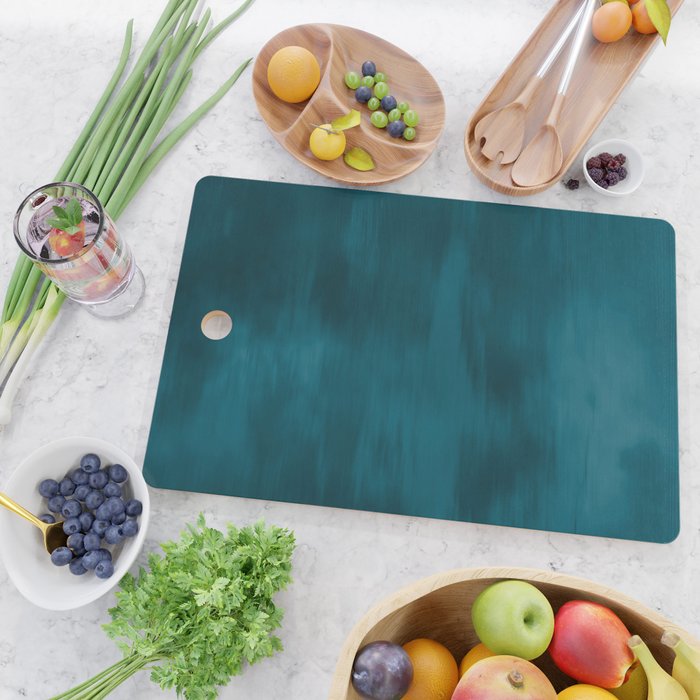 Tropical Dark Teal Inspired by Sherwin Williams 2020 Trending Color Oceanside SW6496 Fusion Water Color Blend Cutting Board Gallery Image 2