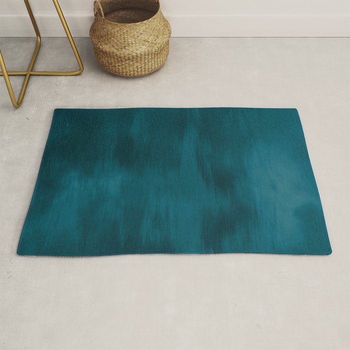 Tropical Dark Teal Inspired by Sherwin Williams 2020 Trending Color Oceanside SW6496 Fusion Water Color Blend Rug Gallery Image 1
