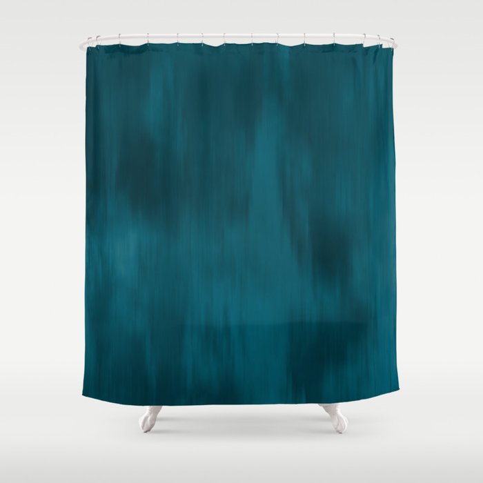 Tropical Dark Teal Inspired by Sherwin Williams 2020 Trending Color Oceanside SW6496 Fusion Water Color Blend Shower Curtain Gallery Image 1